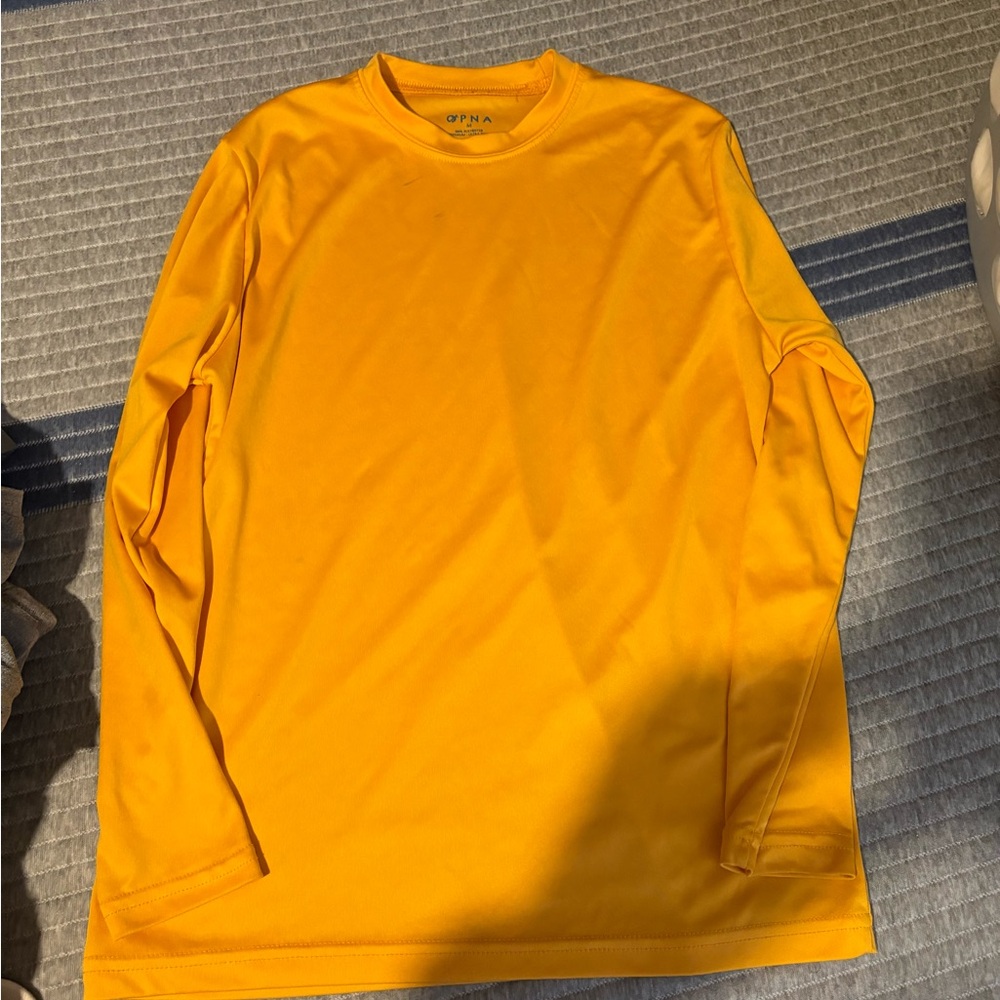 Vibrant Marigold Long Sleeve Tee Classic Crew Neck